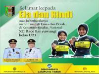 Harumkan Lampung Timur, Bupati Dawan Rahardjo Salut dan Bangga atas Prestasi Pembalap Sepedanya di.Kejurnas.